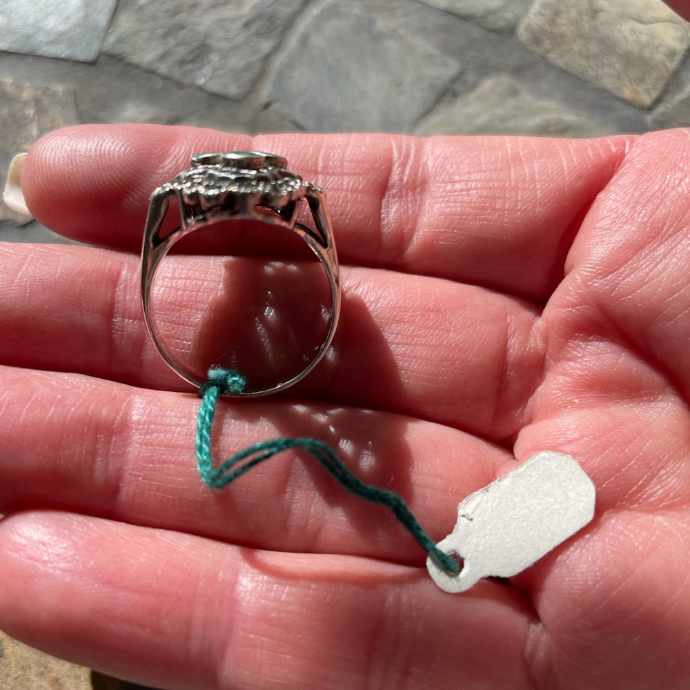 Emerald /Marcasite S925 sterling silver ring - Picture 6 of 11